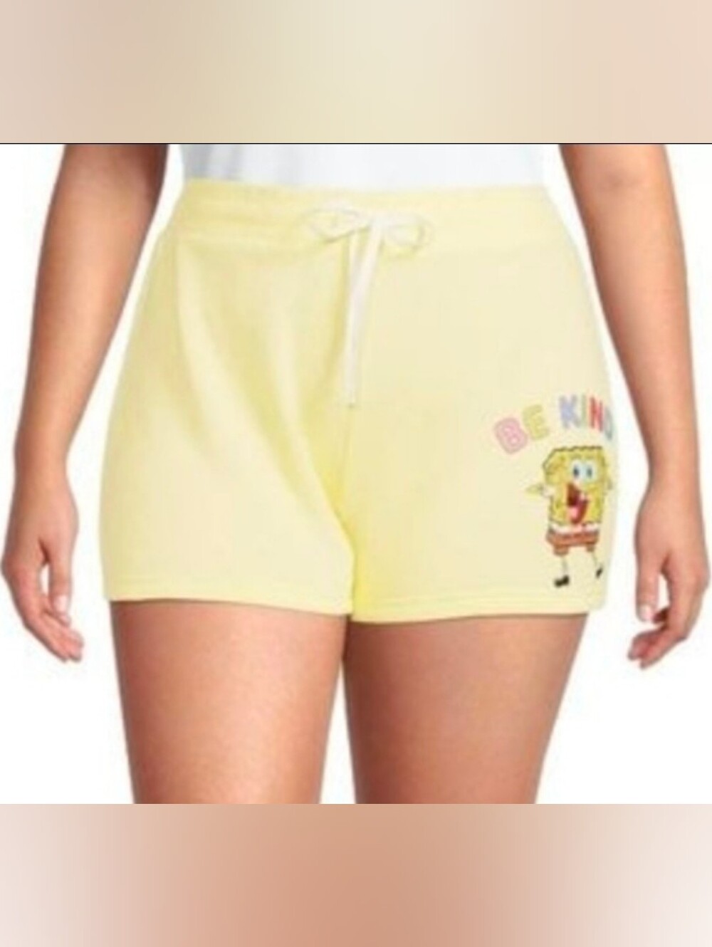 Plus Size XXXL Womans Yellow SpongeBob SquarePants Be Kind Fleece Shorts New